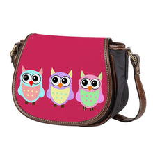 Load image into Gallery viewer, Ti Amo I love you - Exclusive Brand - Cerise Red 2 - 3 Owls -  Saddle Bag
