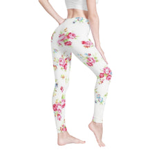 Load image into Gallery viewer, Ti Amo I love you - Exlusive Brand - White Floral - Womens / Teen Girls / Womens Plus Size - Yoga Leggings - Sizes XS-3XL
