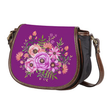 Load image into Gallery viewer, Ti Amo I love you - Exclusive Brand - Plum - Floral Bouquet - Saddle Bag
