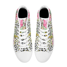 Load image into Gallery viewer, Ti Amo I love you  - Exclusive Brand  - Leopard &amp; Flowers - High-Top Canvas Shoes - White
