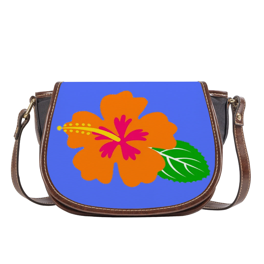 Ti Amo I love you - Exclusive Brand - Neon Blue - Hawaiian Flower - Saddle Bag