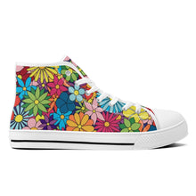 Load image into Gallery viewer, Ti Amo I love you - Exclusive Brand - Colorful Flowers - High-Top Canvas Shoes - White Soles
