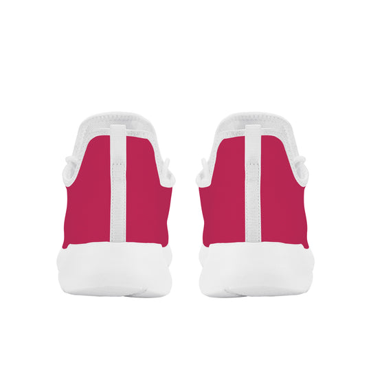 Ti Amo I love you - Exclusive Brand - Cerise Red 2 - Double White Heart -  Lightweight Mesh Knit Sneaker - White Soles