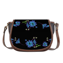 Load image into Gallery viewer, Ti Amo I love you - Exclusive Brand - Black - Blue Floral 2 - Saddle Bag
