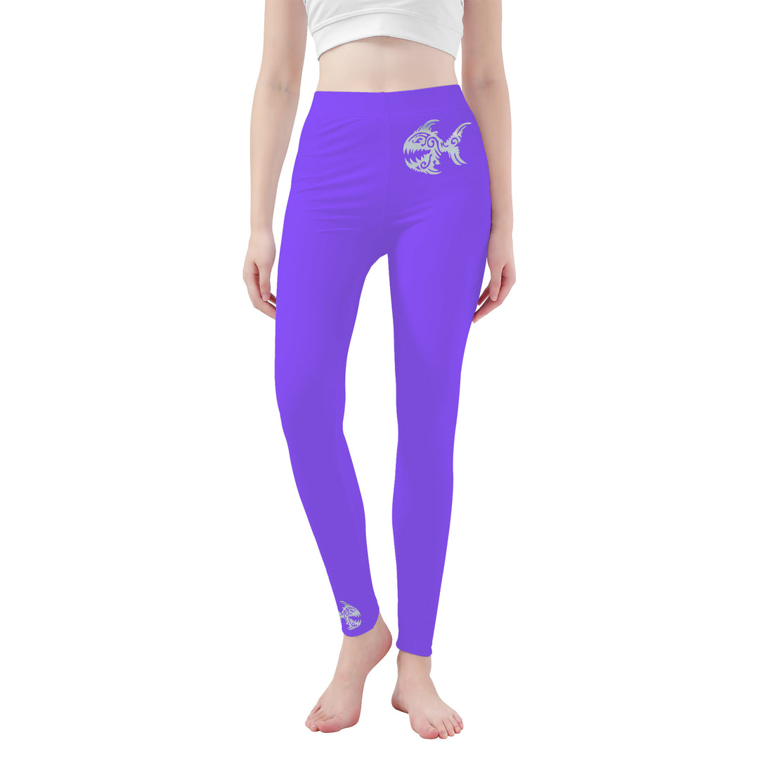 Ti Amo I love you - Exclusive Brand  - Light Purple - Angry Fish - Womens / Teen Girls  / Womens Plus Size  - Yoga Leggings - Sizes XS-3XL