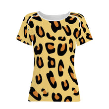 Load image into Gallery viewer, Ti Amo I love you - Exclusive Brand  - Golden Sand with Brandy Punch Spots - Brown Leopard - Women&#39;s T shirt
