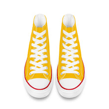 Load image into Gallery viewer, Ti Amo I love you - Exclusive Brand  - Amber - White Daisy - High Top Canvas Shoes - White  Soles
