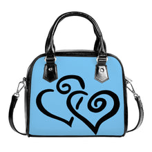 Load image into Gallery viewer, Ti Amo I love you - Exclusive Brand - Malibu Blue - Double Black Heart -  Shoulder Handbag
