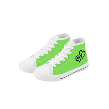 Load image into Gallery viewer, Ti Amo I love you - Exclusive Brand - Pastel Green - Double Black Heart - Kids High Top Canvas Shoes
