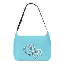 Load image into Gallery viewer, Ti Amo I love you - Exclusive Brand - Medium Sky Blue - Double White Heart - Journey Computer Shoulder Bag
