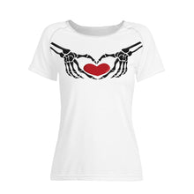 Load image into Gallery viewer, Ti Amo I love you - Exclusive Brand  - White - Skeleton Hands with Heart  -Women&#39;s T shirt - Sizes XS-2XL
