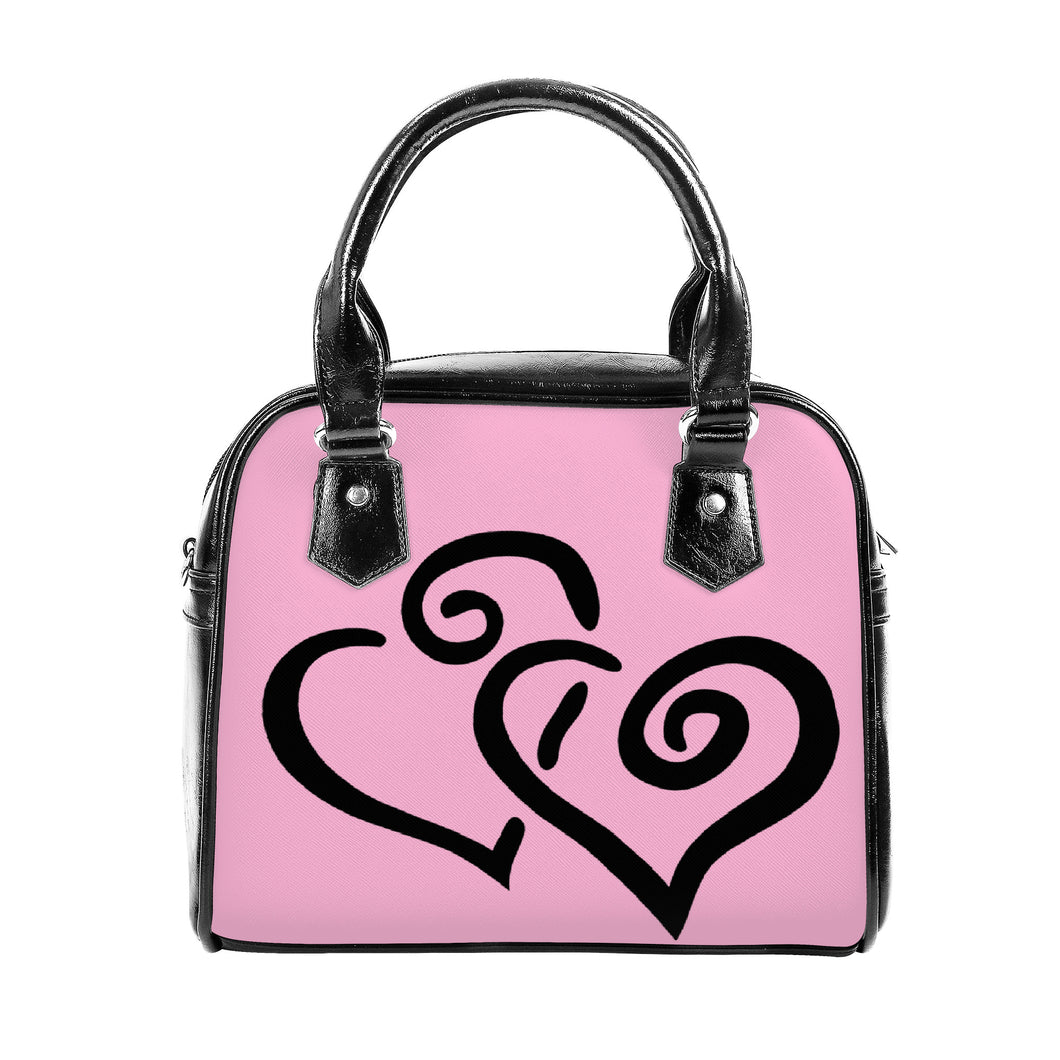 Ti Amo I love you - Exclusive Brand - Magenta Mix-Up - Double Black Heart -  Shoulder Handbag