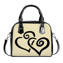 Load image into Gallery viewer, Ti Amo I love you - Exclusive Brand - Tapioca - Double Black Heart -  Shoulder Handbag
