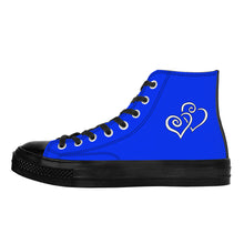 Load image into Gallery viewer, Ti Amo I love you - Exclusive Brand - Blue Blue Eyes - Double White Heart - High Top Canvas Shoes - Black  Soles
