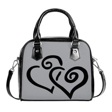 Load image into Gallery viewer, Ti Amo I love you - Exclusive Brand - Metallic Silver - Double Black Heart -  Shoulder Handbag
