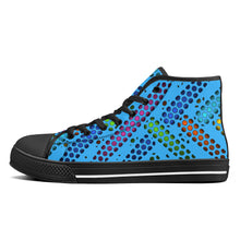 Load image into Gallery viewer, Ti Amo I love you - Exclusive Brand - Medium Cyan Blue - Deco Dots - High-Top Canvas Shoes - Black Soles
