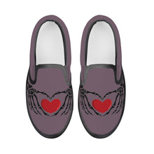 Load image into Gallery viewer, Ti Amo I love you - Exclusive Brand - Falcon - Skeleton Hands with Heart - Kids Slip-on shoes - Black Soles
