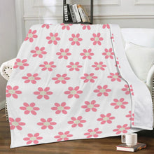 Load image into Gallery viewer, Ti Amo I love you - Exclusive Brand - White with Sweet Pink Daisies - Micro Fleece Blankets
