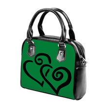 Load image into Gallery viewer, Ti Amo I love you - Exclusive Brand  - Fun Green - Double Black Heart -  Shoulder Handbag
