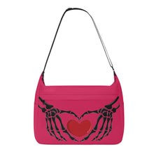 Load image into Gallery viewer, Ti Amo I love you - Exclusive Brand - Cerise Red 2 - Skeleton Heart Hands  -  Journey Computer Shoulder Bag
