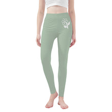 Load image into Gallery viewer, Ti Amo I love you - Exclusive Brand   - Green Spring  - White Daisy -  Yoga Leggings
