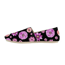 Load image into Gallery viewer, Ti Amo I love you  - Exclusive Brand  - Black with Flowers - Womens Casual Flats - Ladies Driving Shoes
