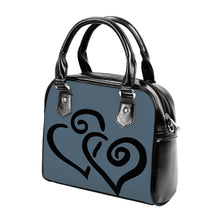 Load image into Gallery viewer, Ti Amo I love you - Exclusive Brand - Dark Electric Blue - Double Black Heart -  Shoulder Handbag
