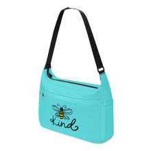 Load image into Gallery viewer, Ti Amo I love you - Exclusive Brand - Medium Turquoise Blue - Bee Kind - Journey Computer Shoulder Bag
