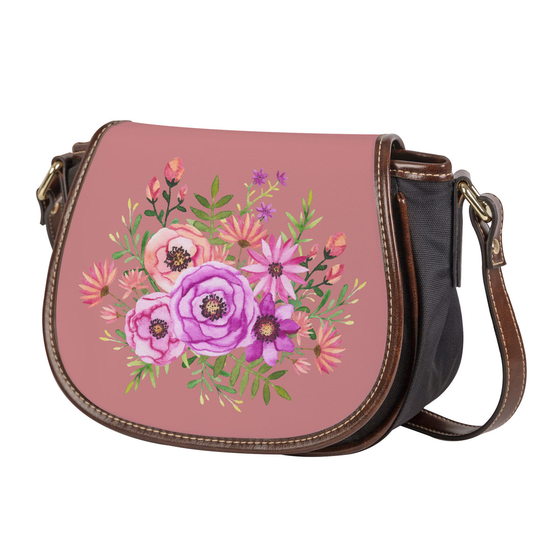 Ti Amo I love you - Exclusive Brand - New York Pink - Floral Bouquet - Saddle Bag