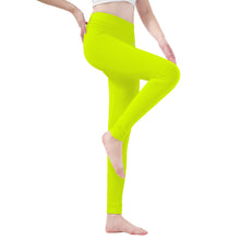 Load image into Gallery viewer, Ti Amo I love you - Exclusive Brand  - Chartreuse 2 -  White Daisy -  Yoga Leggings
