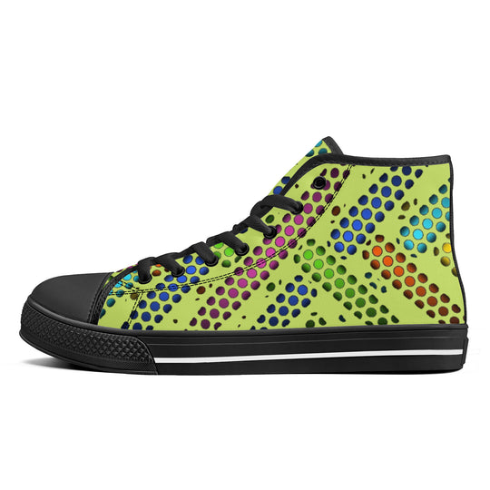 Ti Amo I love you - Exclusive Brand - Yellow Green - Deco Dots - High-Top Canvas Shoes - Black Soles