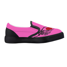 Load image into Gallery viewer, Ti Amo I love you - Exclusive Brand - Hot Pink - Skeleton Hands with Heart- Kids Slip-on shoes - Black Soles
