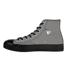 Load image into Gallery viewer, Ti Amo I love you - Exclusive Brand  - Natural Gray - Paper Airplane - High Top Canvas Shoes - Black Soles
