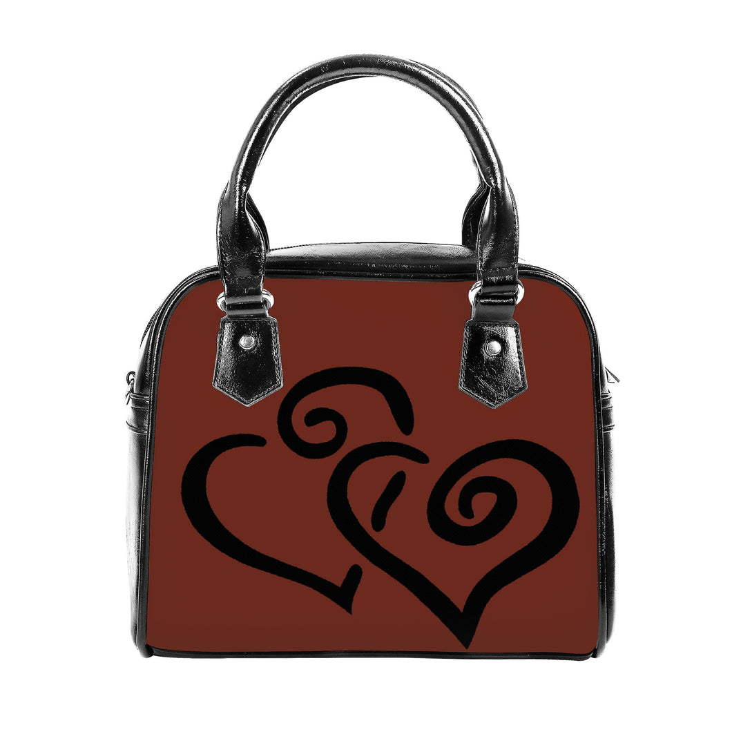 Ti Amo I love you - Exclusive Brand - Metallic Copper - Double Black Heart -  Shoulder Handbag