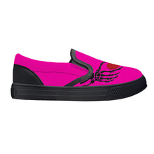 Load image into Gallery viewer, Ti Amo I love you - Exclusive Brand - Hollywood Cerise - Skeleton Hands with Heart - Kids Slip-on shoes - Black Soles
