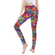 Load image into Gallery viewer, Ti Amo I love you - Exclusive Brand - Primary Color Multicolor Swirl - Womens / Teen Girls / Womens Plus Size - Yoga Leggings - Sizes XS-3XL
