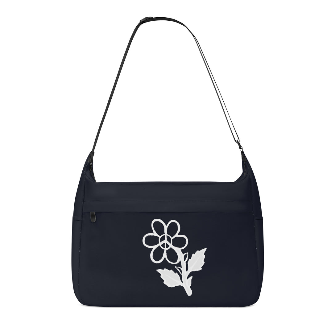 Ti Amo I love you - Exclusive Brand - Black Denim - White Daisy - Journey Computer Shoulder Bag