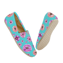 Load image into Gallery viewer, Ti Amo I love you  - Exclusive Brand  - Light Cyan - with Flowers - Casual Flat Driving Shoe
