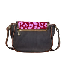 Load image into Gallery viewer, Ti Amo I love you - Exclusive Brand - Burgundy &amp; Mauve Animal Pattern - Saddle Bag
