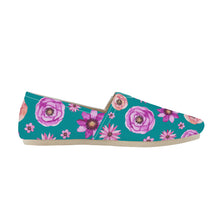 Load image into Gallery viewer, Ti Amo I love you  - Exclusive Brand  - Dark Cyan with Flowers - Casual Flats -  Driving Shoes
