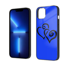 Load image into Gallery viewer, Ti Amo I love you - Exclusive Brand - Blue Blue Eyes - Double Black Heart  - iPhone 14 Glass Case (2 cameras)
