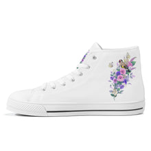 Load image into Gallery viewer, Ti Amo I love you - Exclusive Brand - Floral / Bird/ Butterfly - Womens High-Top Canvas Shoes - White Soles
