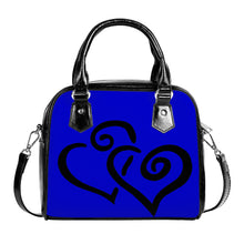 Load image into Gallery viewer, Ti Amo I love you - Exclusive Brand - Medium Blue - Double Black Heart -  Shoulder Handbag
