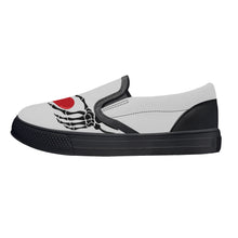 Load image into Gallery viewer, Ti Amo I love you - Exclusive Brand  - Alto Gray - Skeleton Hands with Heart  - Kids Slip-on shoes - Black Soles
