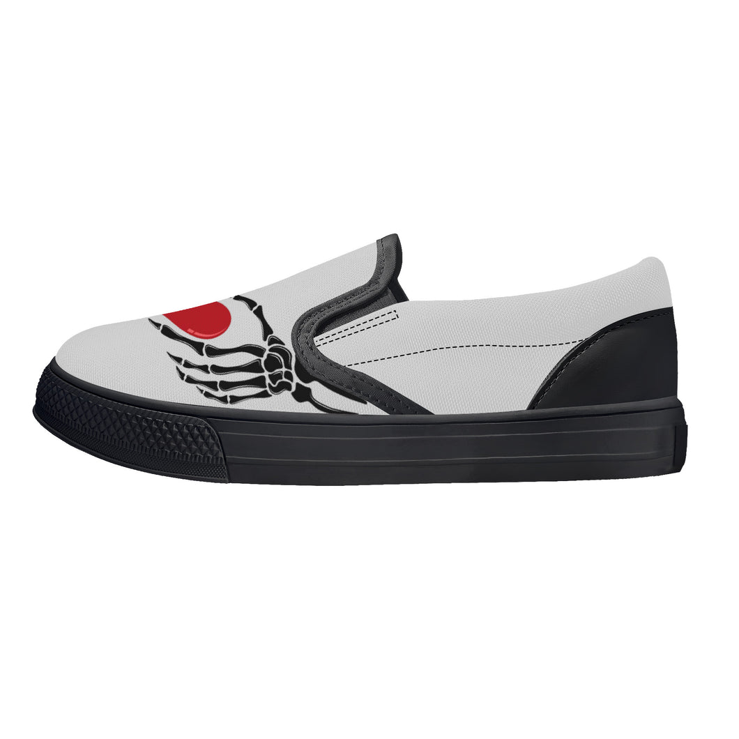 Ti Amo I love you - Exclusive Brand  - Alto Gray - Skeleton Hands with Heart  - Kids Slip-on shoes - Black Soles