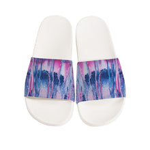 Load image into Gallery viewer, Ti Amo I love you  - Exclusive Brand - Mulberry &amp; Kashmir Blue Floating Paint Pattern - Slide Sandals - White Soles
