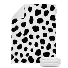 Load image into Gallery viewer, Ti Amo I love you - Exclusive Brand - White with Black Cow Spots - Micro Fleece Blankets
