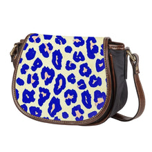 Load image into Gallery viewer, Ti Amo I love you - Exclusive Brand - Hint of Yellow &amp; Dark Blue Animal Pattern - Saddle Bag
