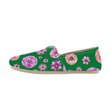 Load image into Gallery viewer, Ti Amo I love you - Exclusive Brand  - Kelly Green with Flowers - Casual Flat Driving Shoe
