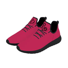 Load image into Gallery viewer, Ti Amo I love you - Exclusive Brand - Cerise Red 2 - Double Black Heart - Lightweight Mesh Knit Sneakers - Black Soles
